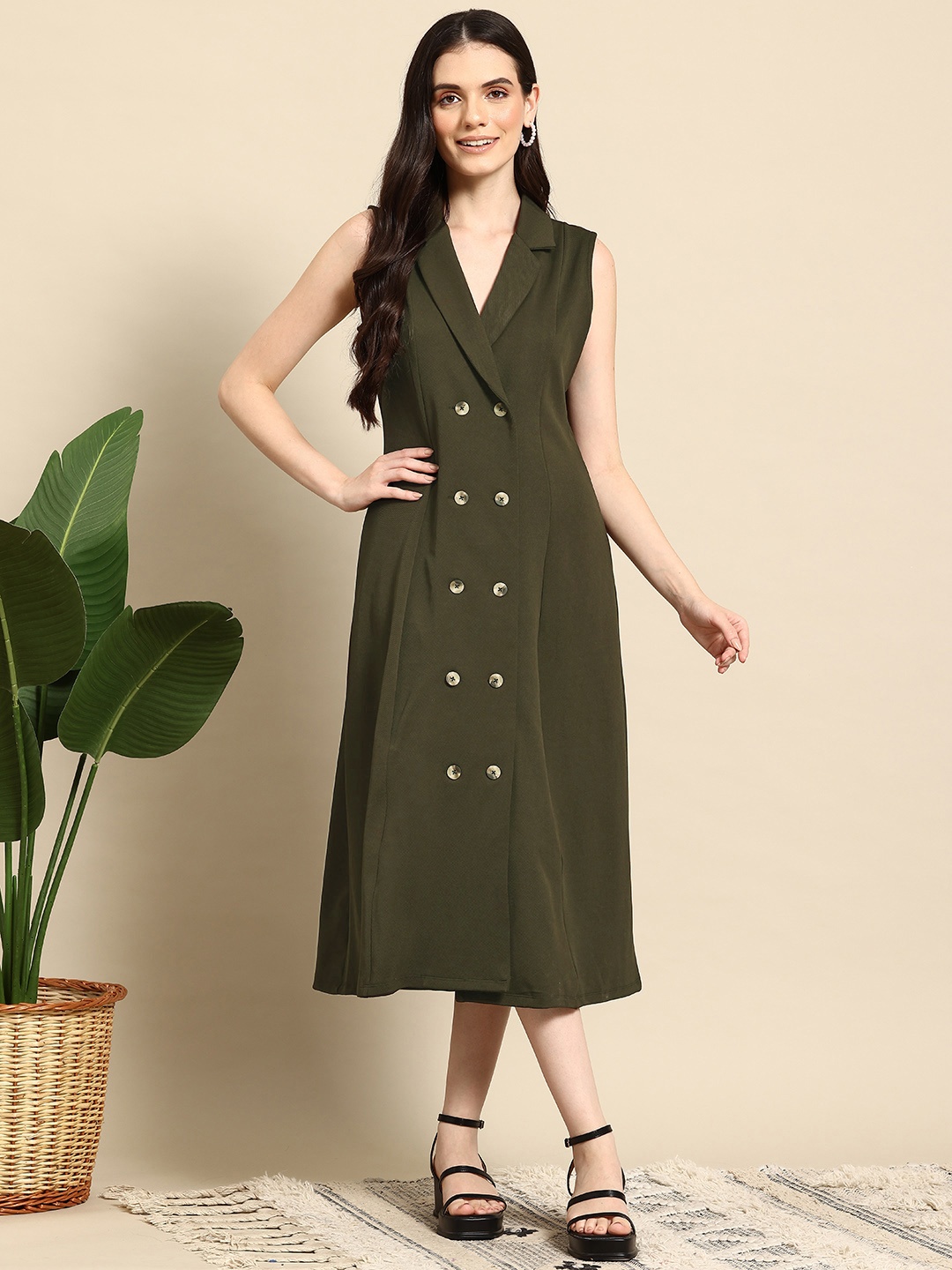 

Mast & Harbour Blazer Midi Dress, Olive