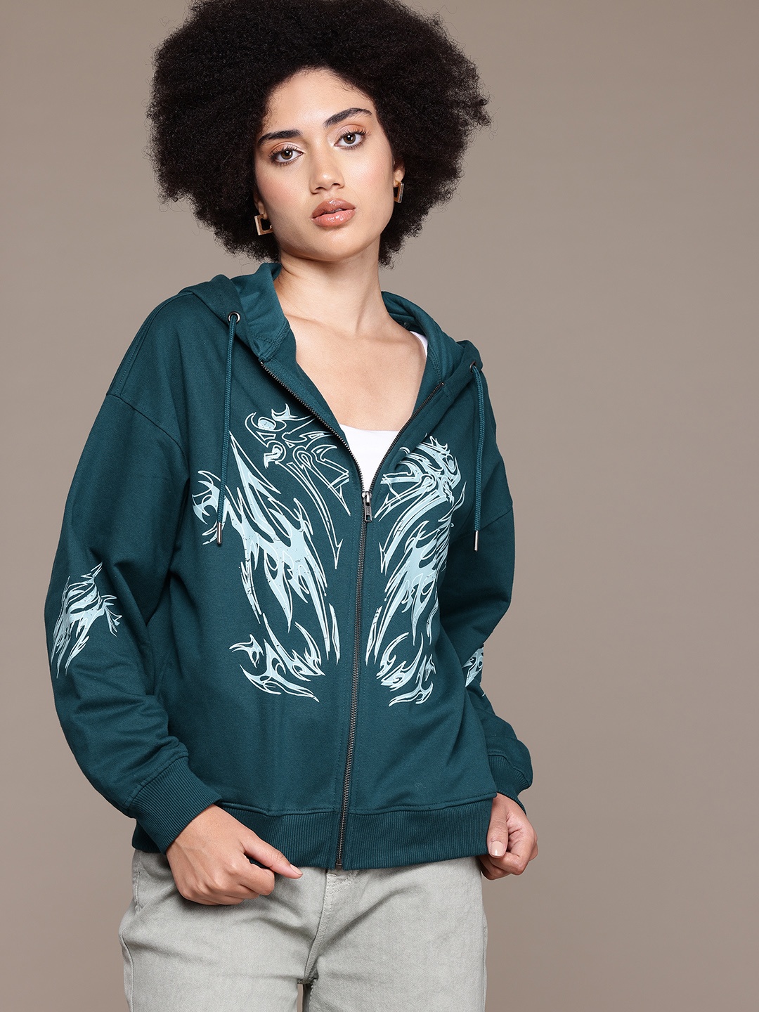 

The Roadster Lifestyle Co. Printed Hooded Sweatshirt, Teal