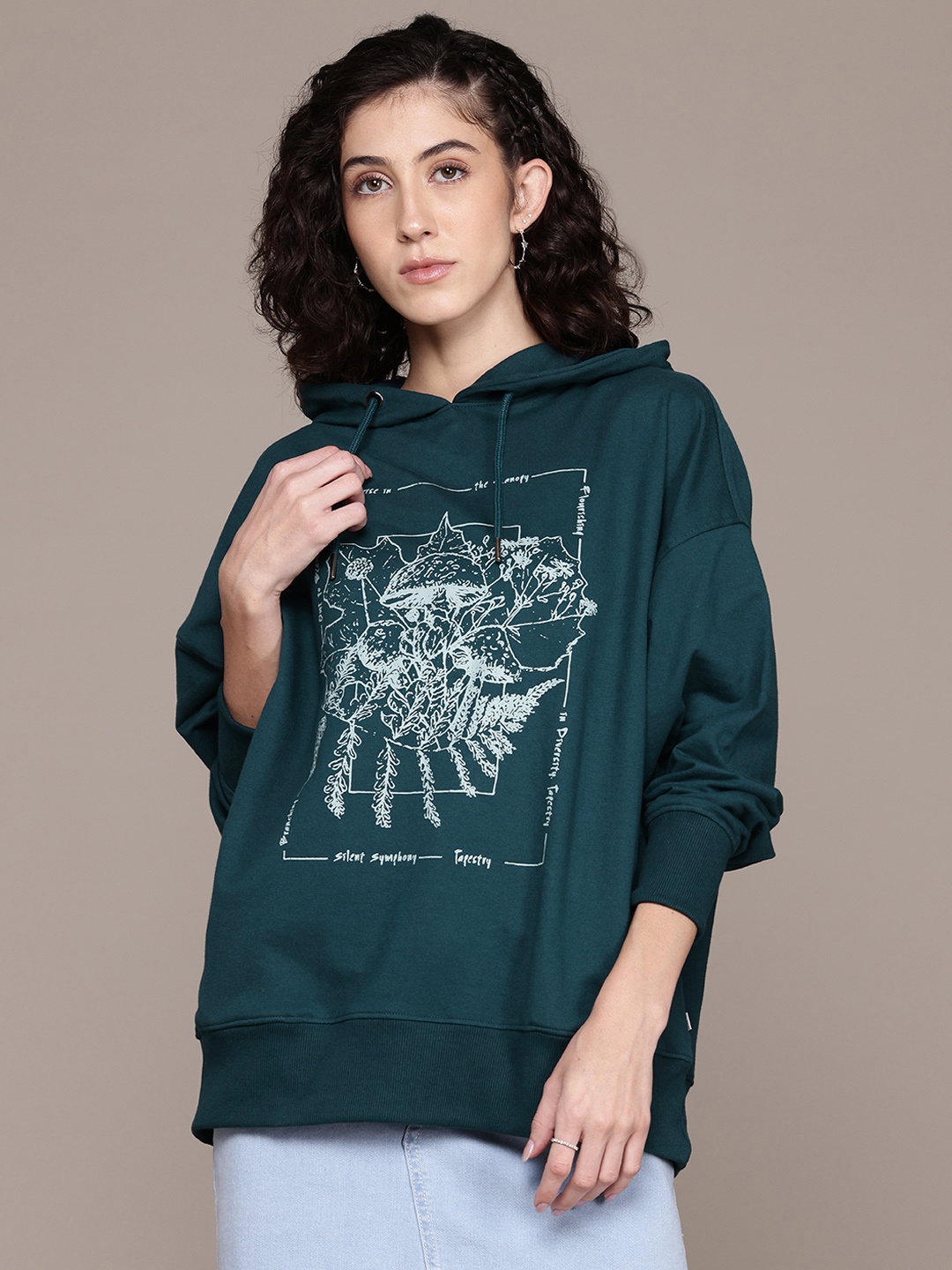 

The Roadster Lifestyle Co. Printed Hooded Sweatshirt, Teal