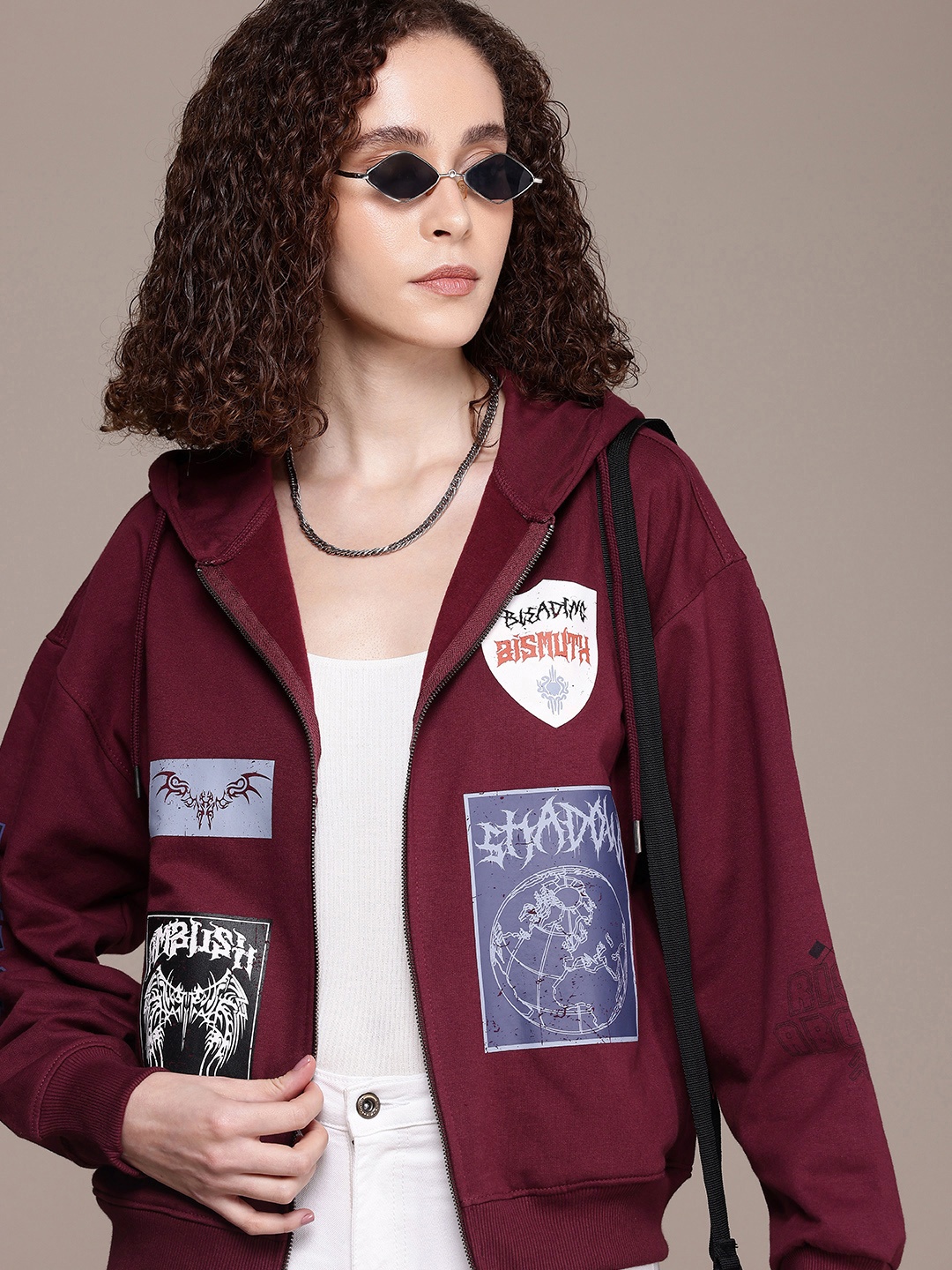 

The Roadster Life Co. Graphic Printed Hooded Sweatshirt, Burgundy
