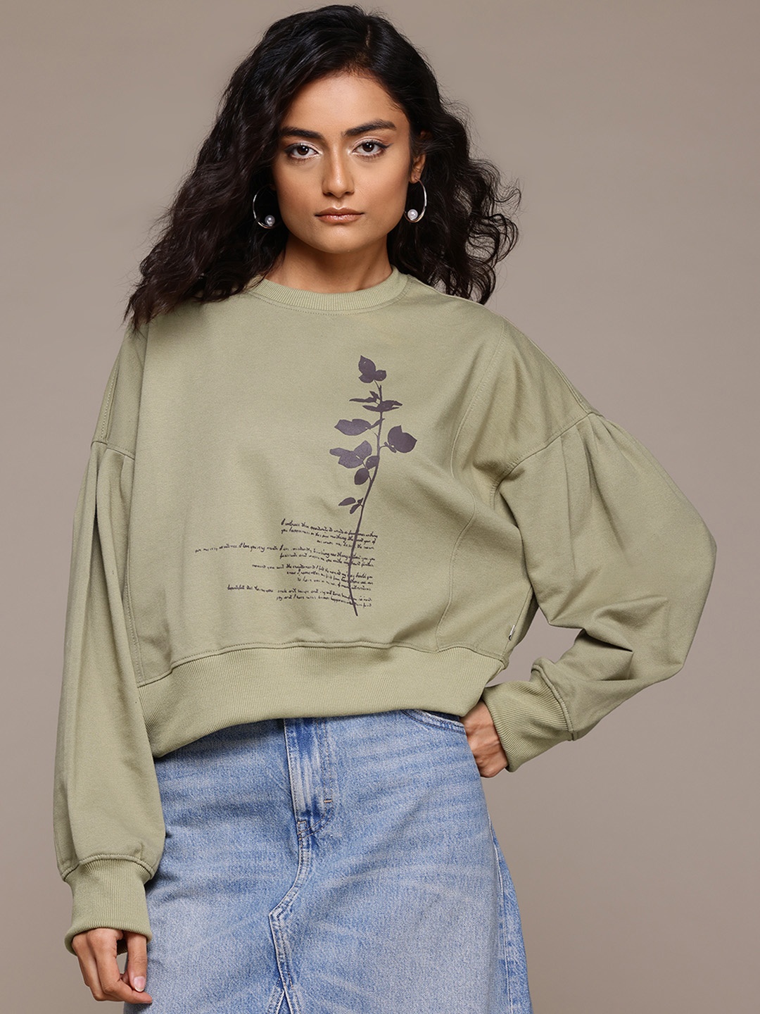 

The Roadster Lifestyle Co. Floral Printed Sweatshirt, Taupe