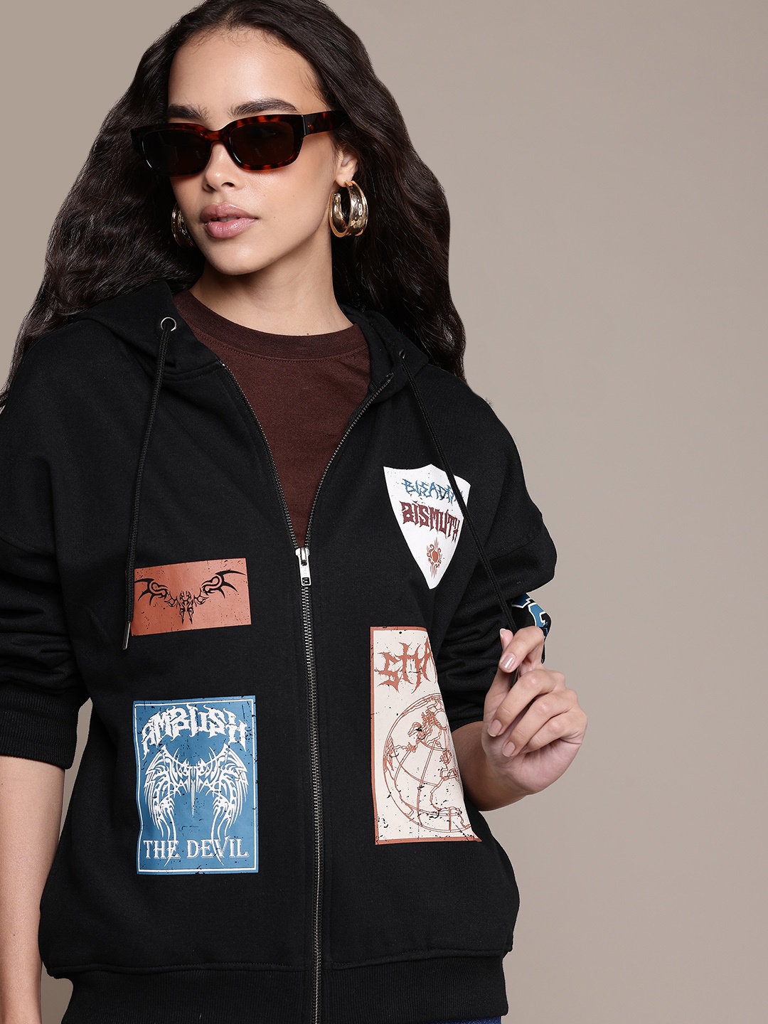 

The Roadster Lifestyle Co. Printed Hooded Sweatshirt, Black
