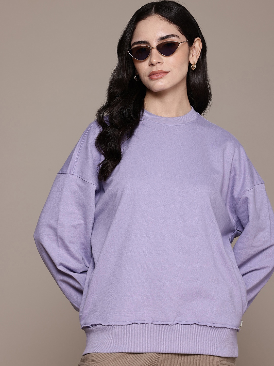 

The Roadster Lifestyle Co. Drop-Shoulder Sleeve Oversized Sweatshirt, Lavender