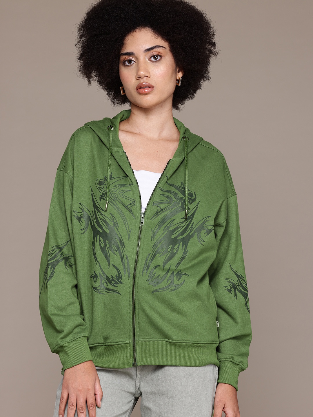 

The Roadster Lifestyle Co. Printed Hooded Sweatshirt, Green