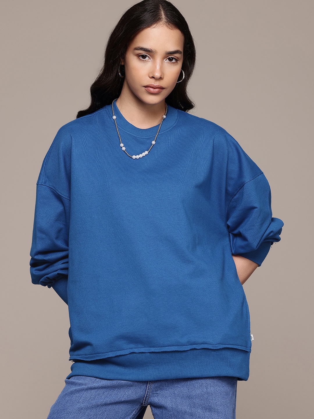 

Roadster The Life Co. Drop-Shoulders Sweatshirt, Blue