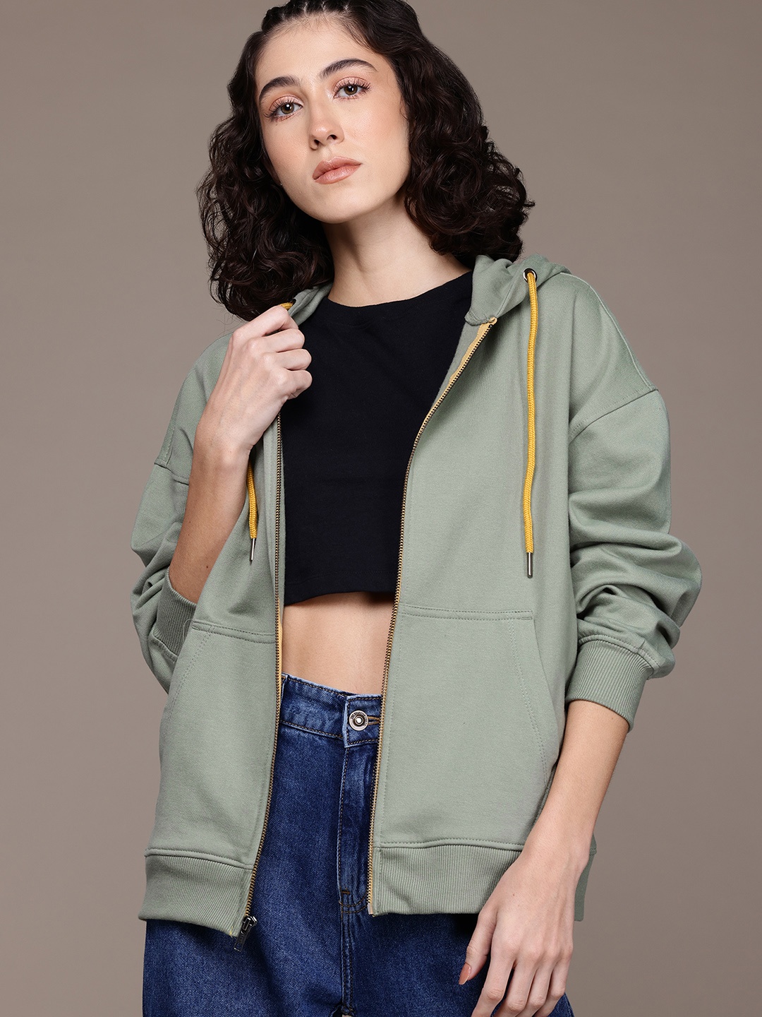 

The Roadster Lifestyle Co. Women Hooded Relaxed Sweatshirt, Green