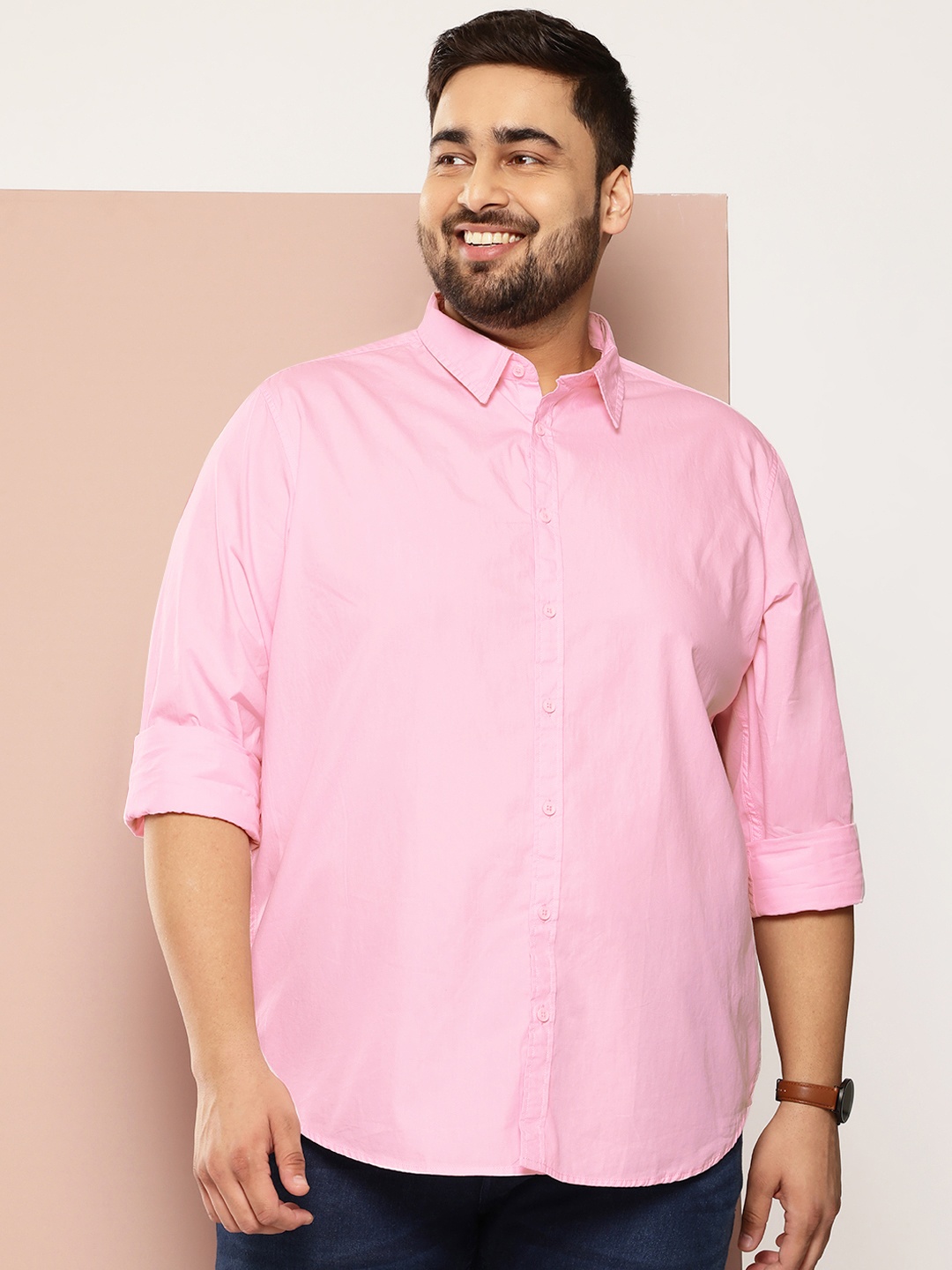 

Sztori Plus Size Opaque Casual Shirt, Pink