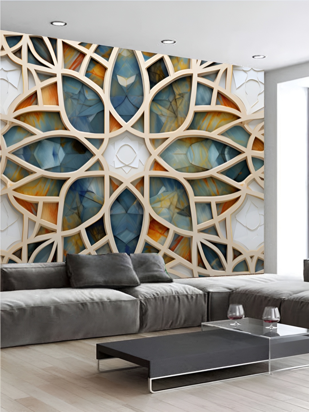 

Aura White & Blue 3D Printed Self Adhesive Wall Sticker