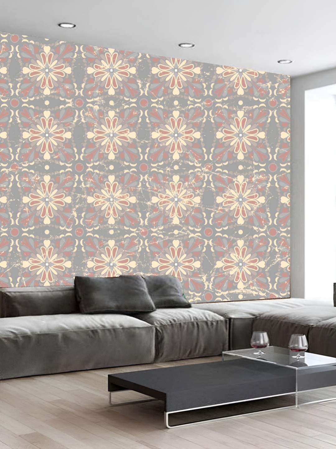 

Aura Grey & Beige Ethnic Motifs Printed PVC Self-Adhesive Wall Stickers