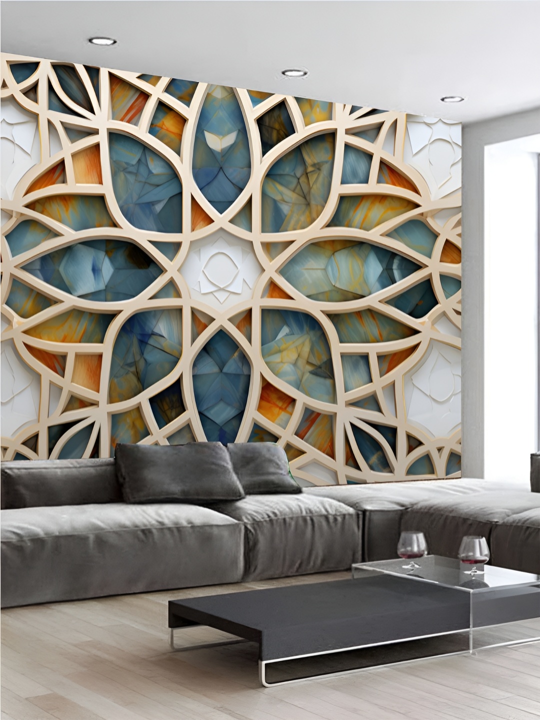 

Aura White & Blue 3D Printed Self Adhesive Wall Sticker