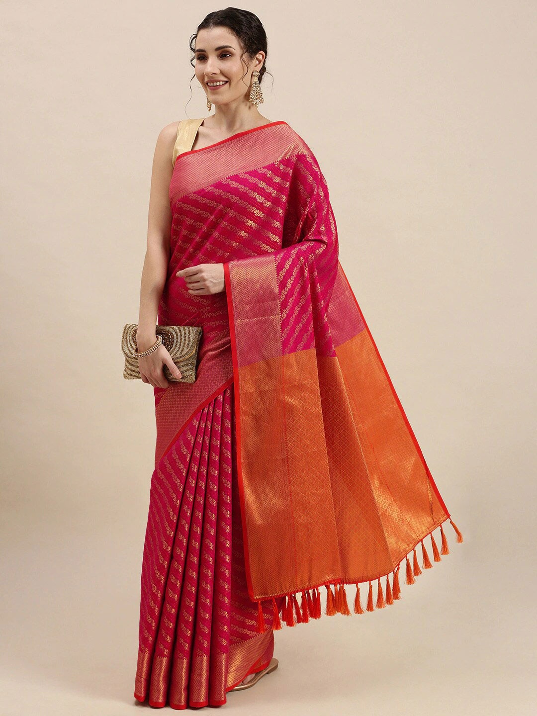 

LeeliPeeri Designer Woven Design Zari Banarasi Saree, Pink