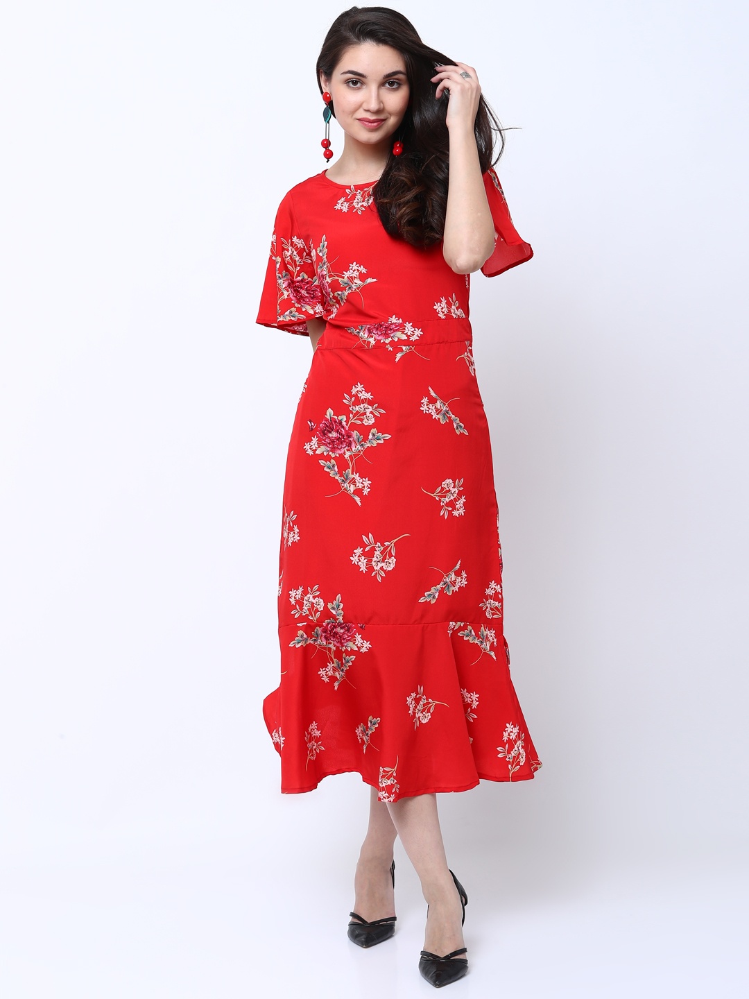 

Tokyo Talkies Women Red Printed Sheath Dress