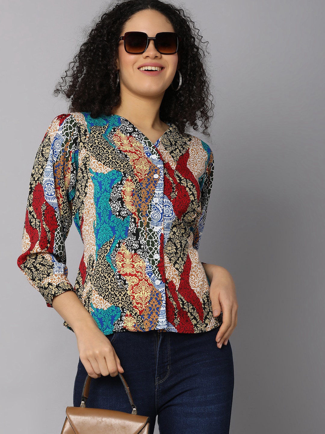 

V-Mart Women Floral Printed Shirt Style Top, Red