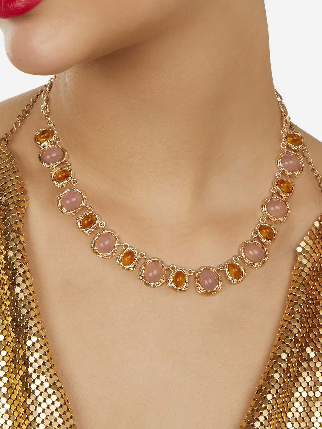 

Zaveri Pearls Gold-Plated Stones Studded Necklace