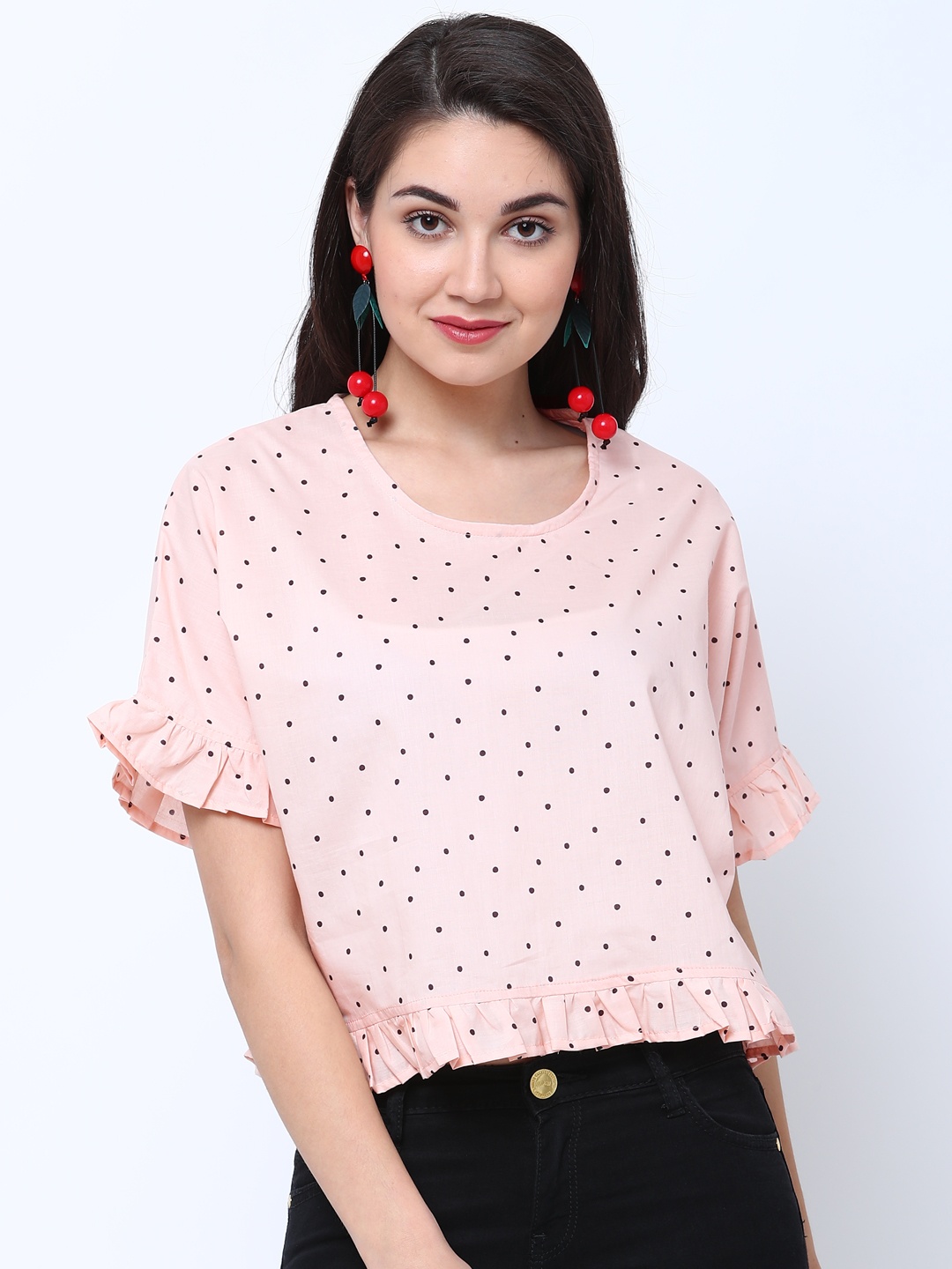 

Tokyo Talkies Women Pink Printed Pure Cotton Top