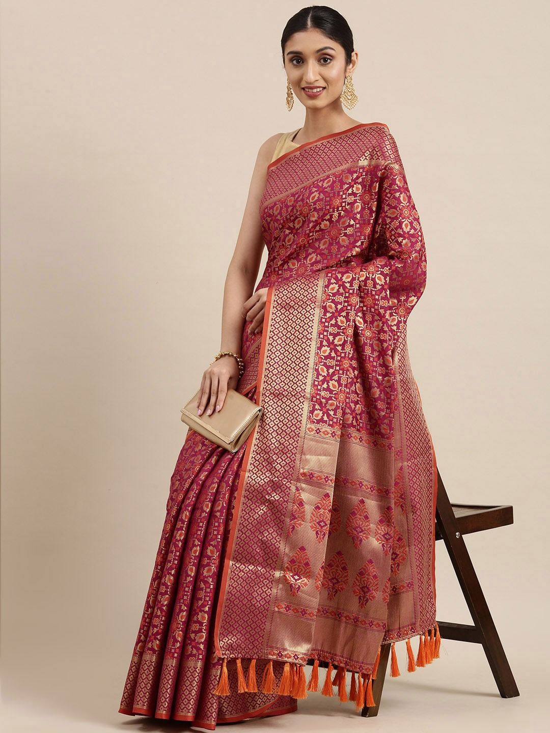 

LeeliPeeri Designer Ethnic Motifs Woven Design Banarasi Saree, Purple