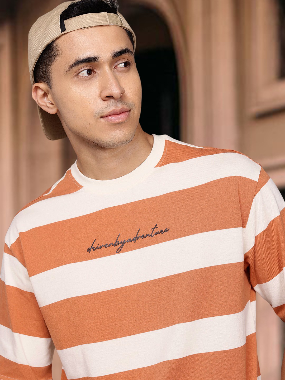 

The Roadster Lifestyle Co. Striped Relaxed T-shirt, Rust