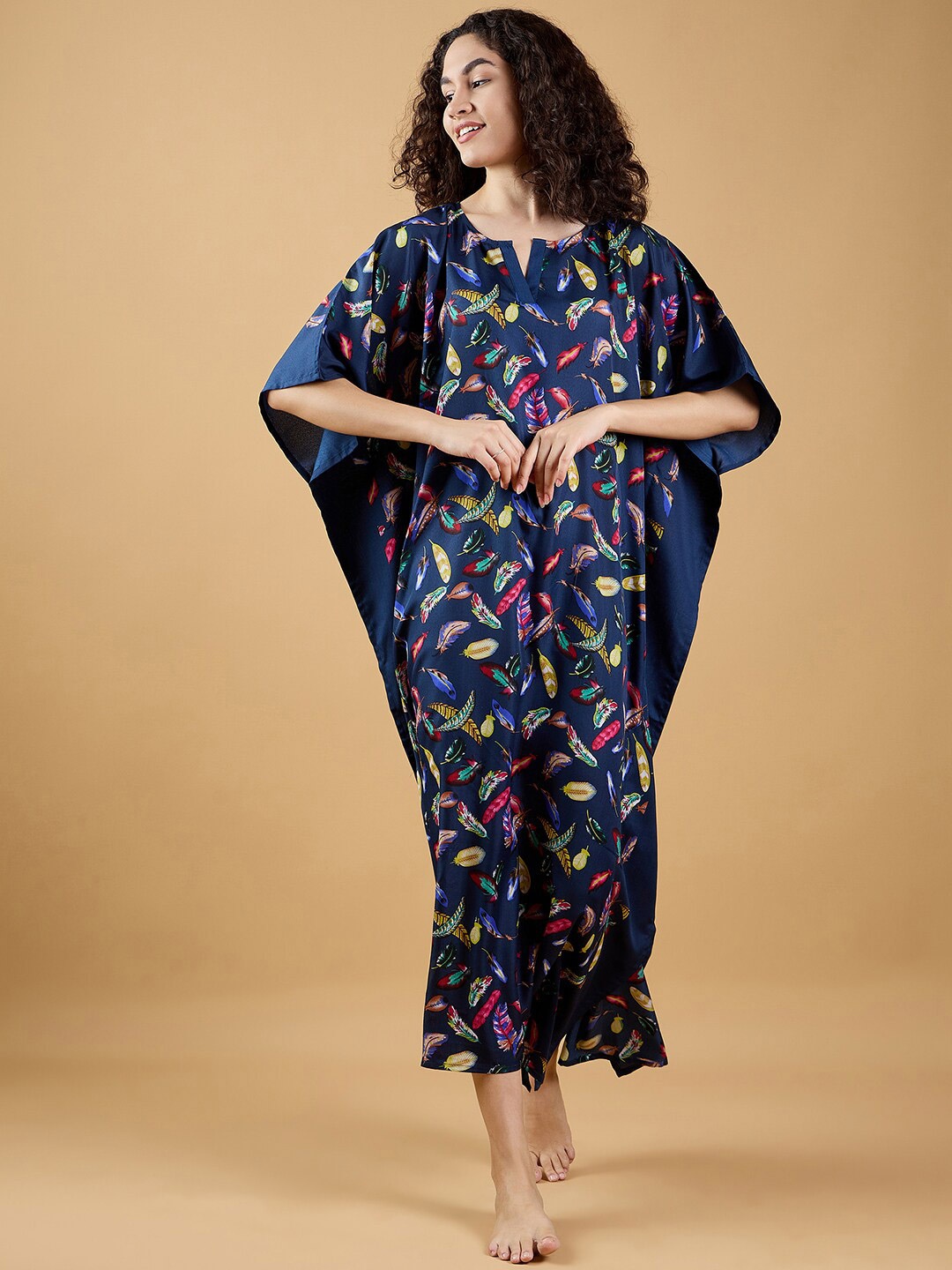 

The Kaftan Company Printed Maxi Kaftan Nightdress, Blue