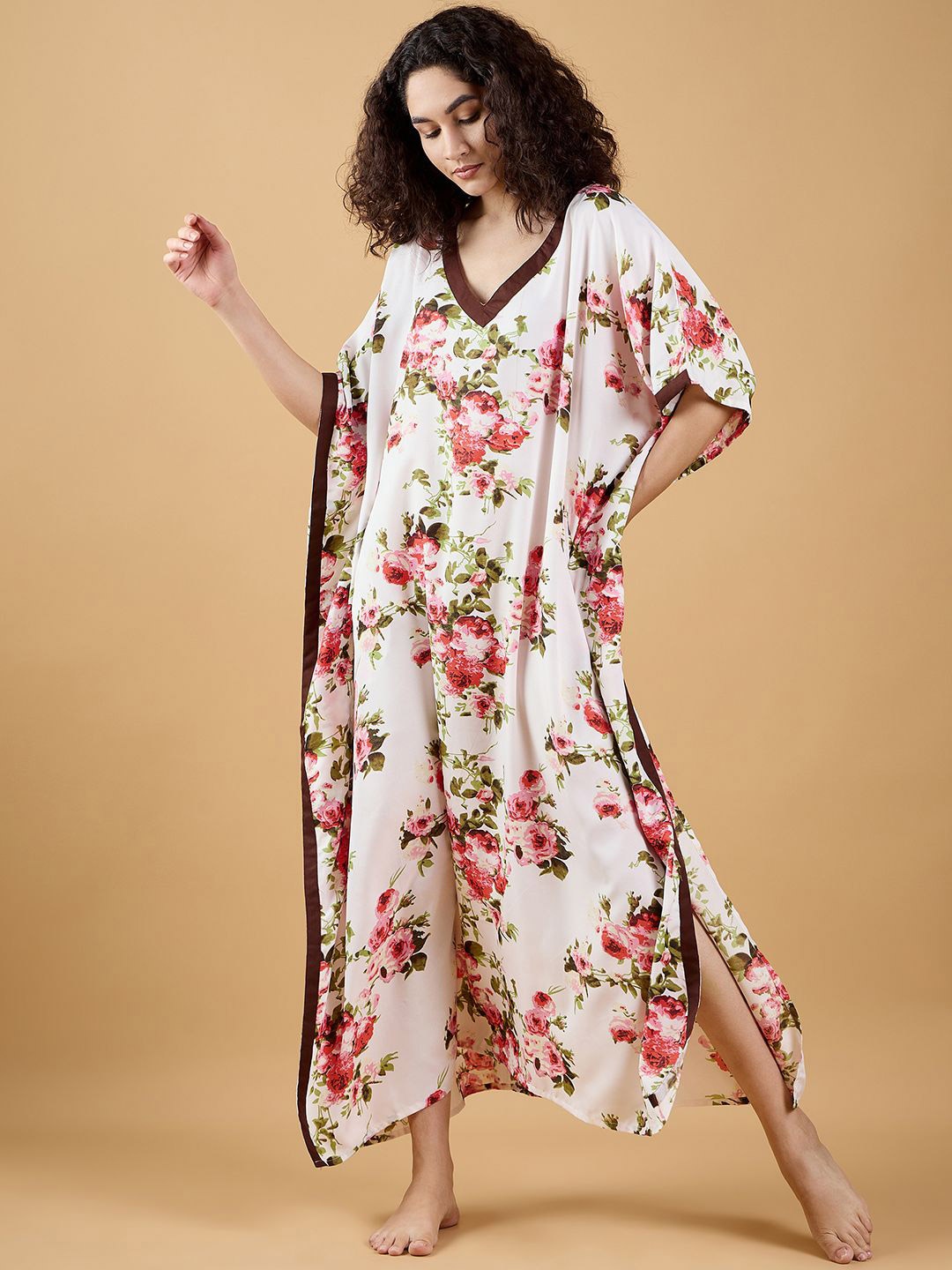 

The Kaftan Company Printed Maxi Nightdress, White
