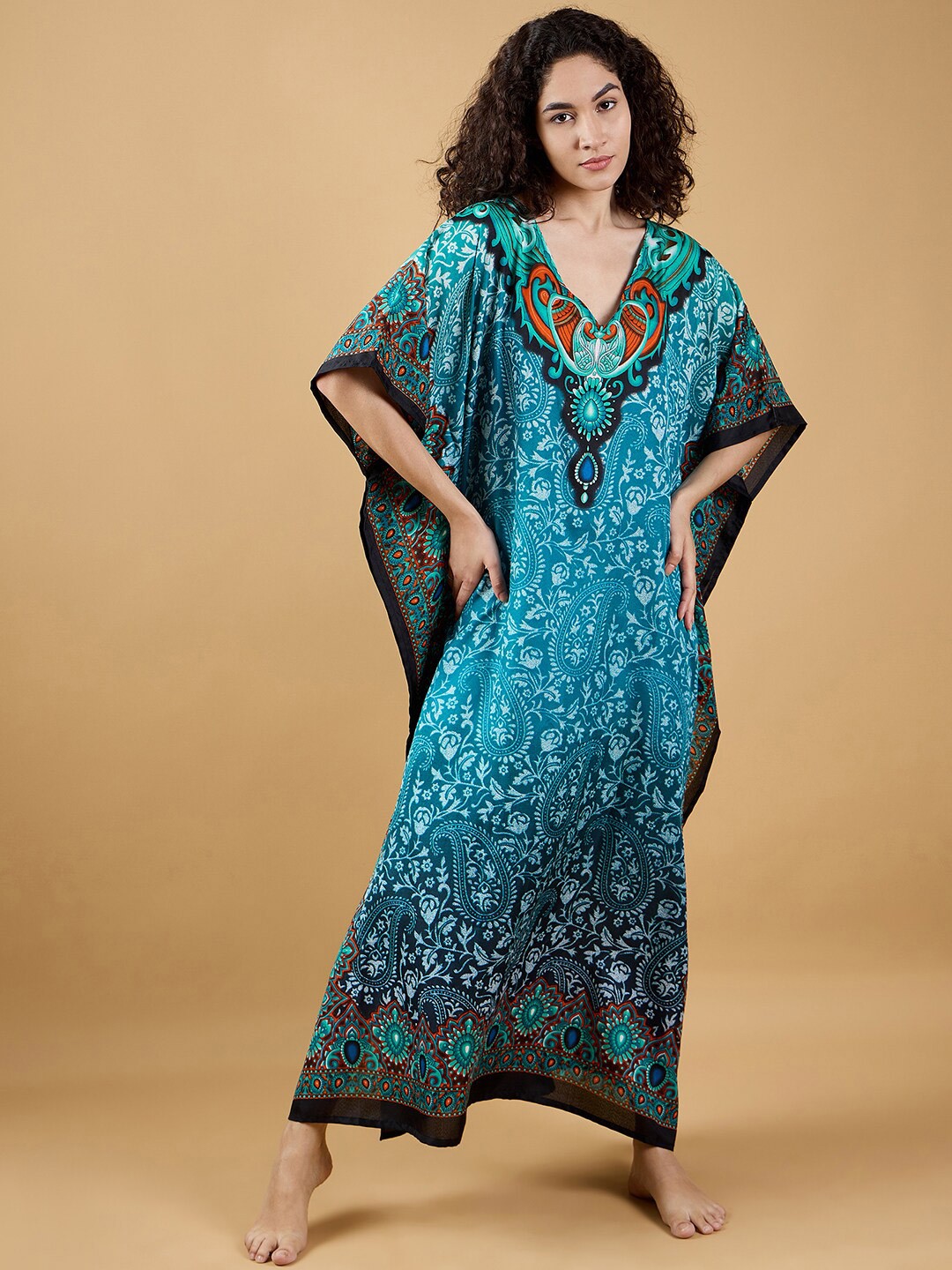 

The Kaftan Company Printed Maxi Nightdress, Blue