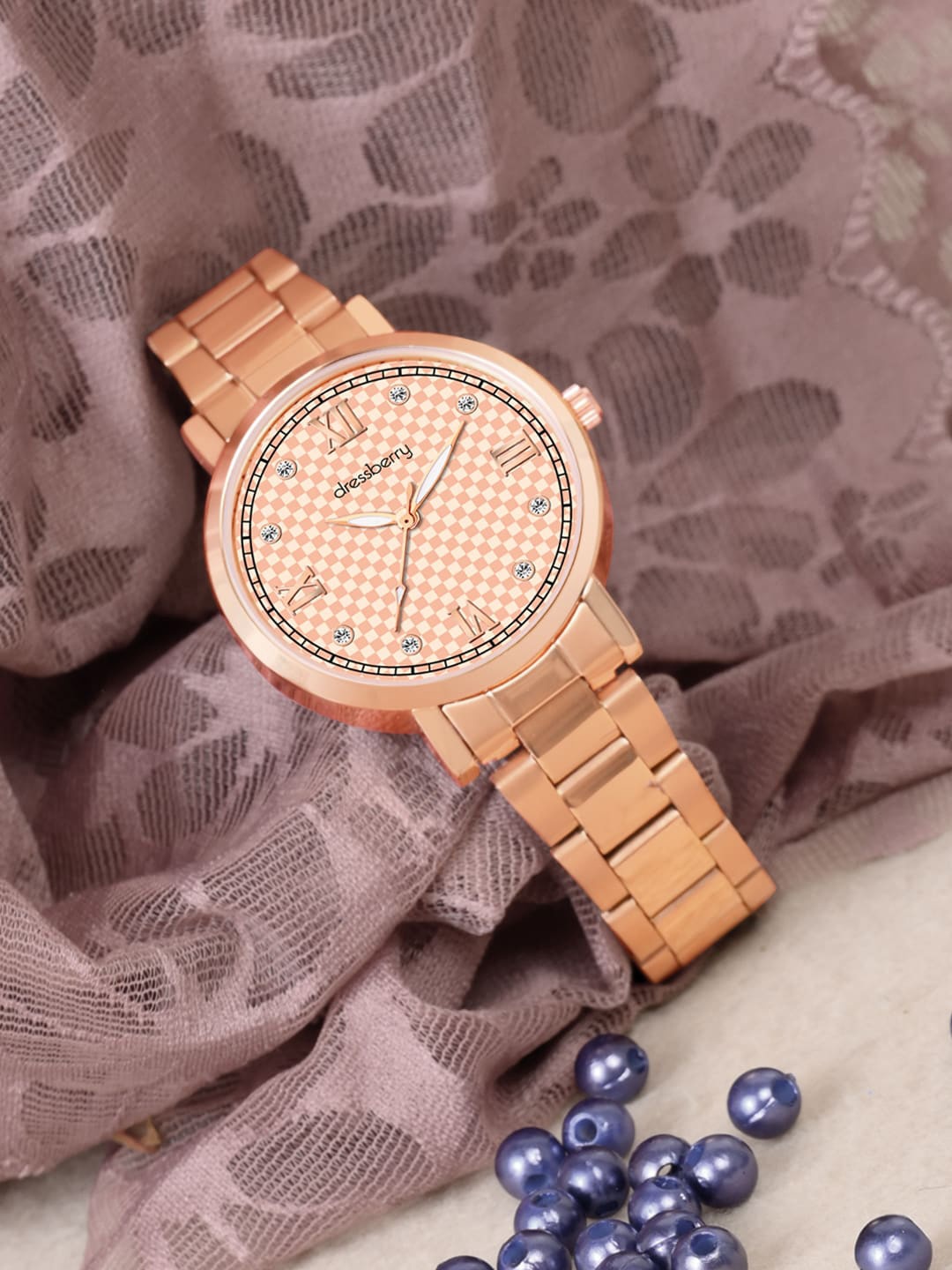 

DressBerry Women Dial & Bracelet Style Straps Analogue and Digital Watch HOBDB-233-RG, Rose gold