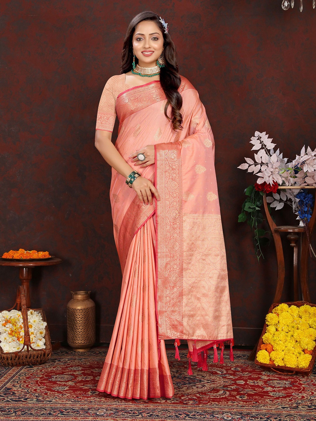 

Mitera Woven Design Zari Banarasi Saree, Peach