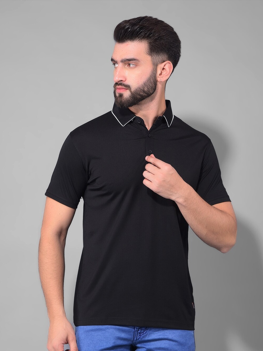 

COBB Polo Collar Cotton T-shirt, Black