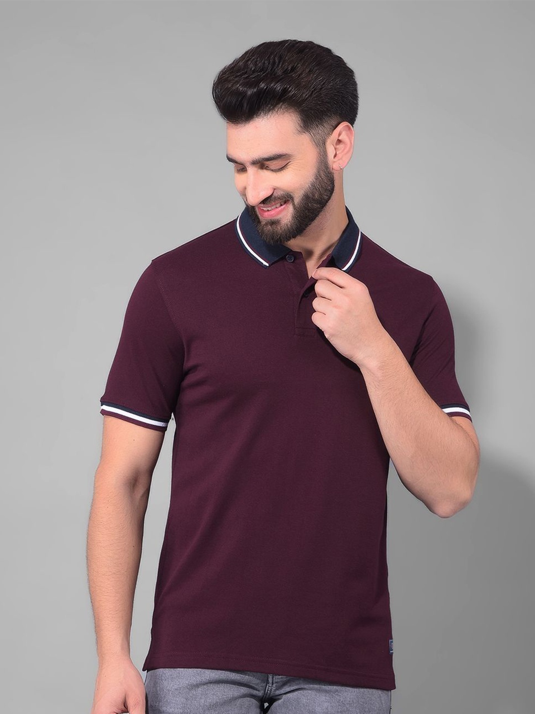 

COBB Polo Collar Cotton T-shirt, Burgundy