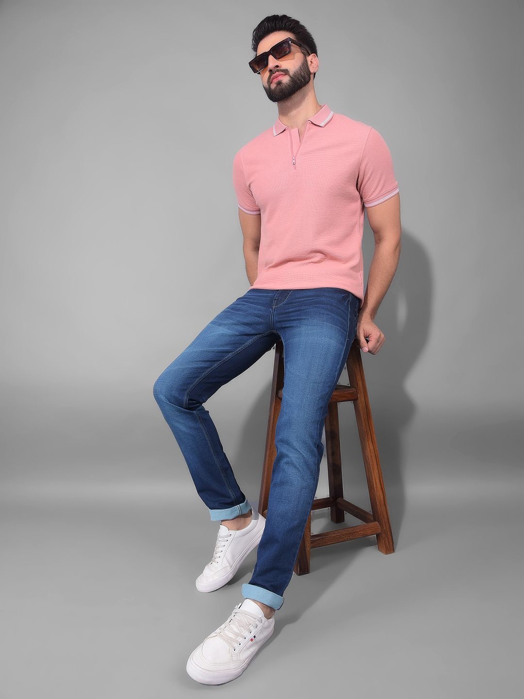 

COBB Short Sleeves Polo Collar Knitted Cotton T-shirt, Coral