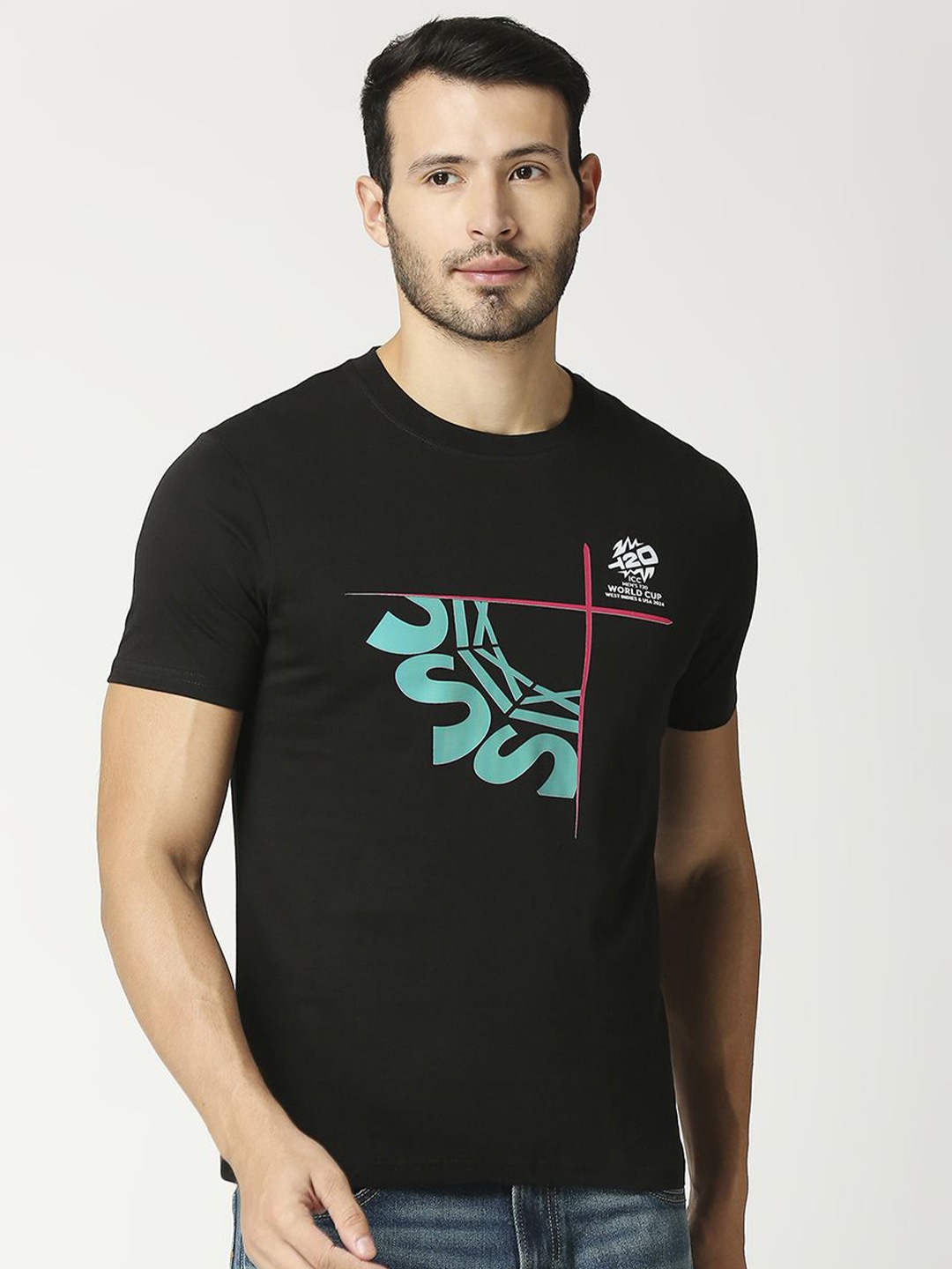 

FanCode Typography Printed Cotton T-Shirt, Black