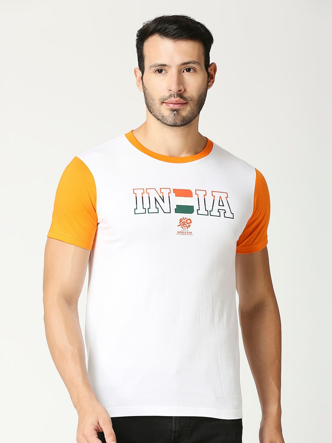 

FanCode Colourblocked Cotton T-Shirt, White