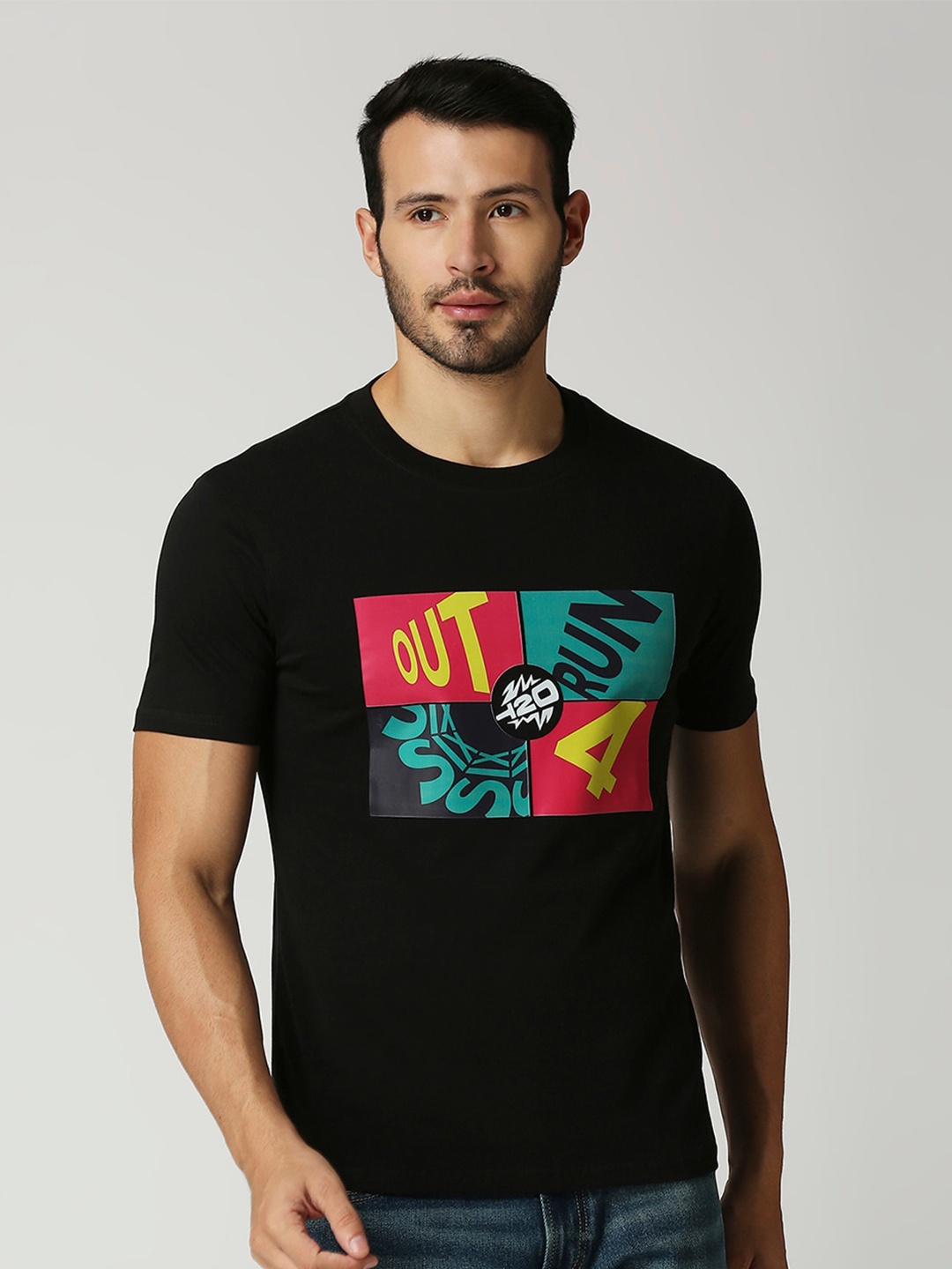 

FanCode Colourblocked Cotton T-Shirt, Orange