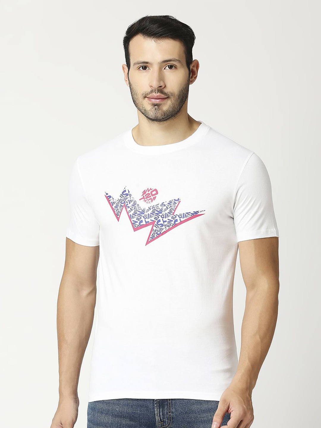 

FanCode Men Typography Printed T-shirt, White
