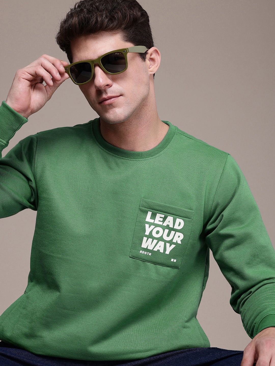 

The Roadster Life Co. Typography Printed Pullover Sweatshirt, Green