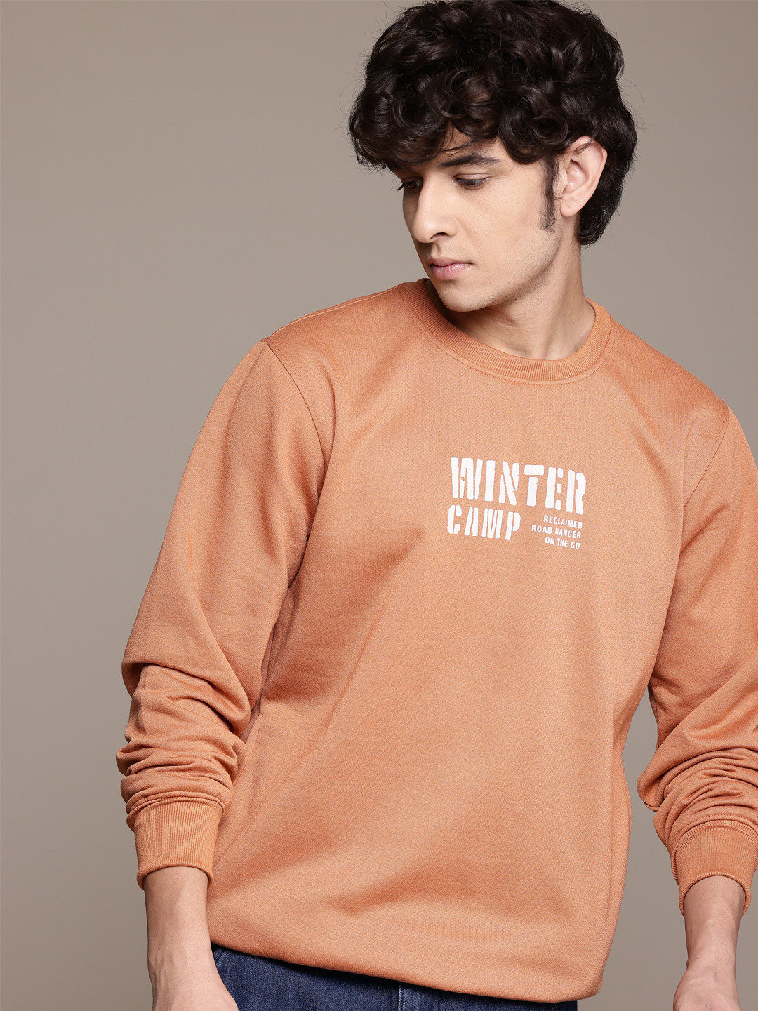 

The Roadster Life Co. Typography Printed Relaxed Fit Sweatshirt, Rust