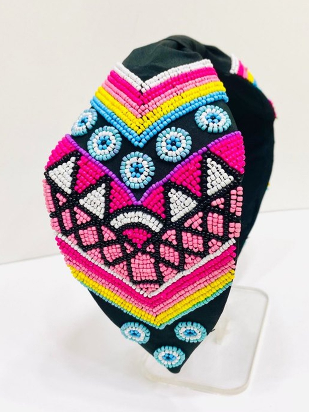 

MAJESTIQUE Bead Embroidered Headband, Blue