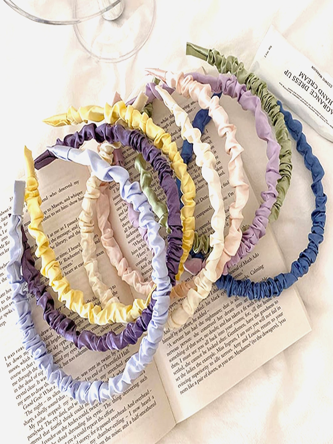 

MAJESTIQUE 4 pcs Satin Silk Headbands, Blue