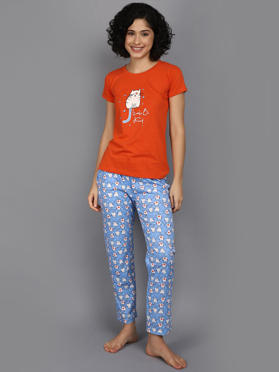 

V-Mart Graphic Printed T-shirt With Pyjamas, Orange