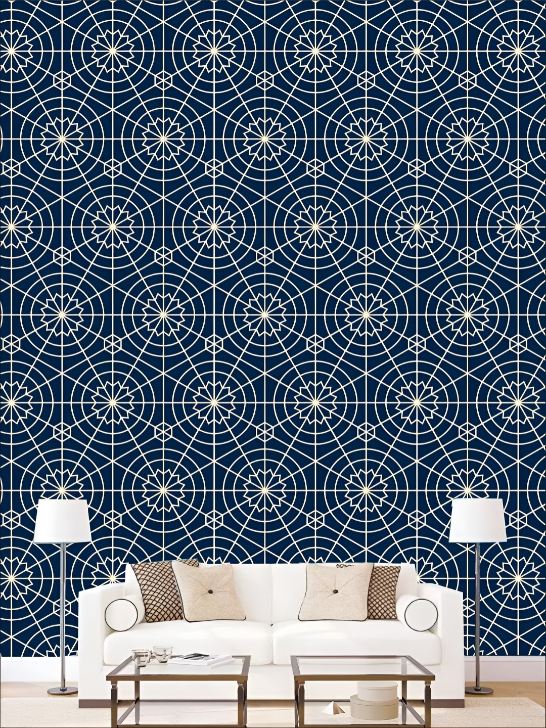 

Aura Navy Blue 3D Printed Paper Wallpaper