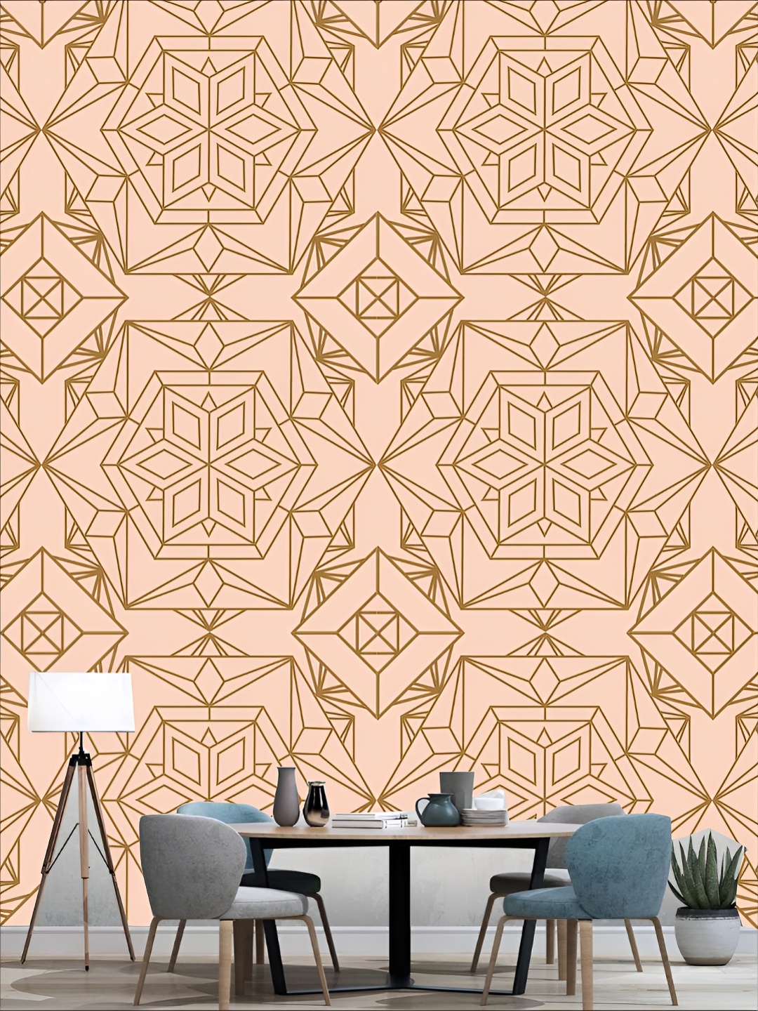 

Aura Peach & Green Geometric Printed Self Adhesive 3D Wall Sticker