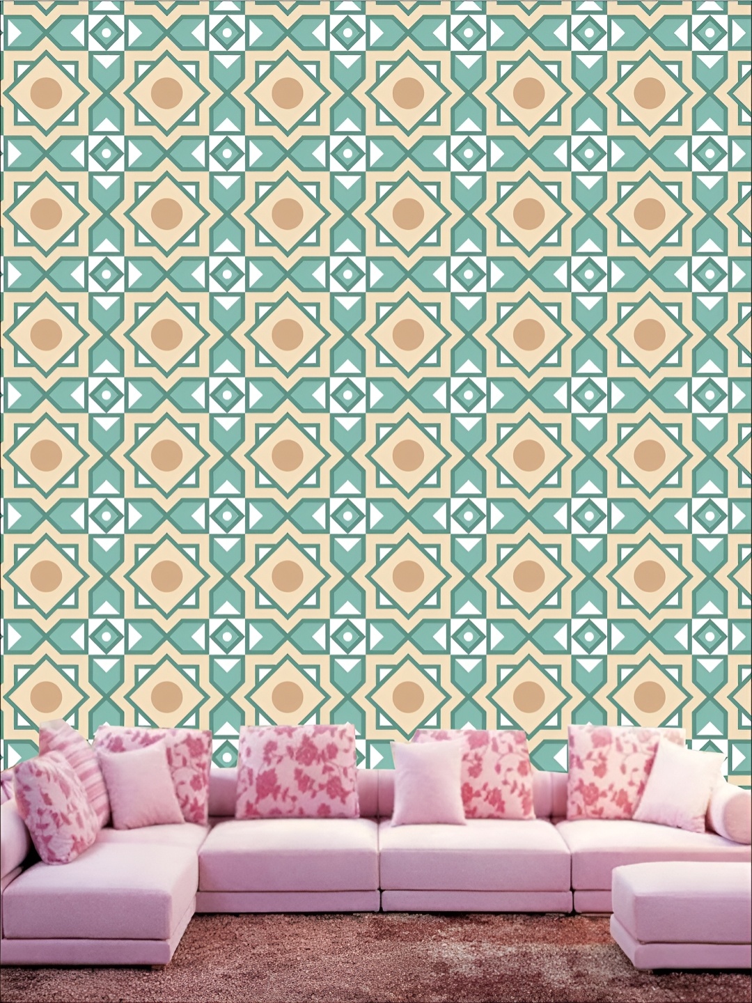 

Aura Green & Beige Self Adhesive Geometric 3D Printed Wall Paper