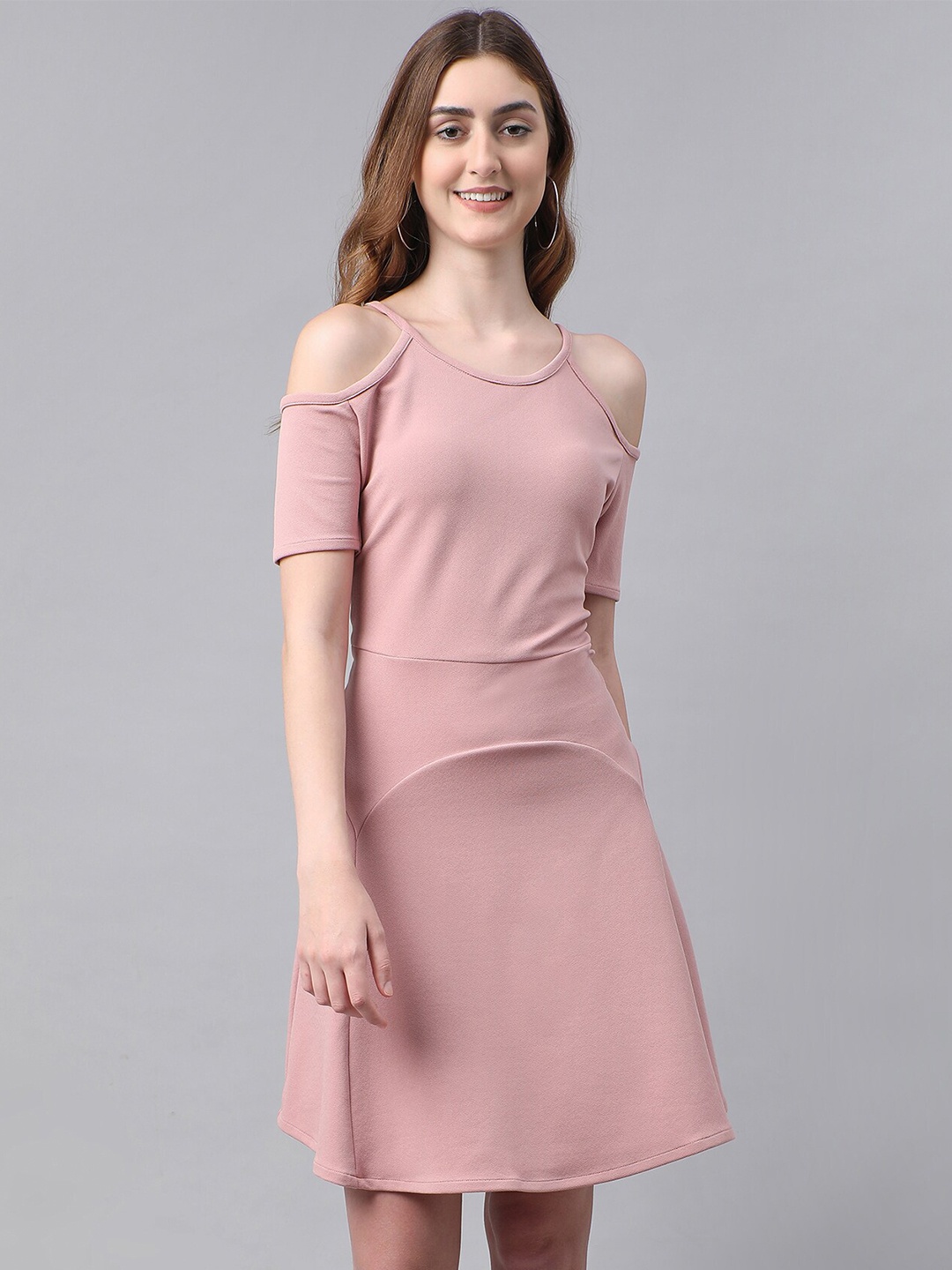 

TANDUL Women Cold-Shoulder A-Line Dress, Pink