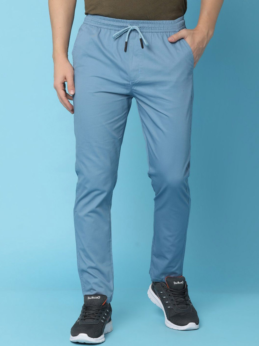 

V-Mart Men Twill Cotton Track Pants, Teal