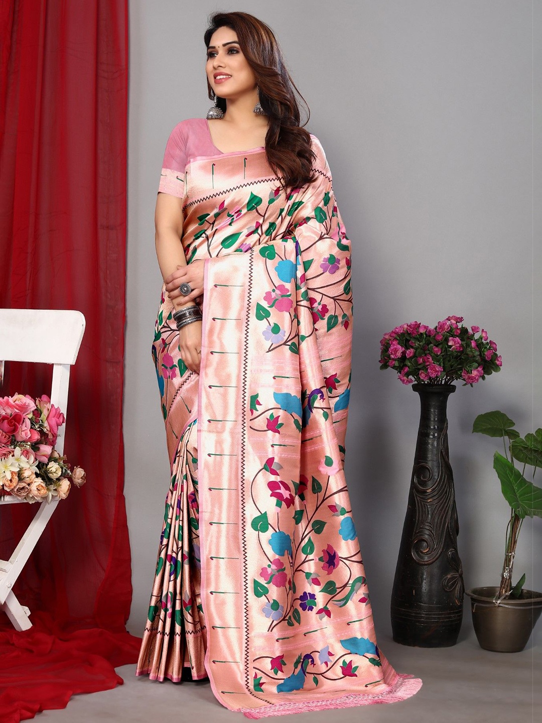 

LeeliPeeri Designer Woven Design Zari Banarasi Saree, Pink