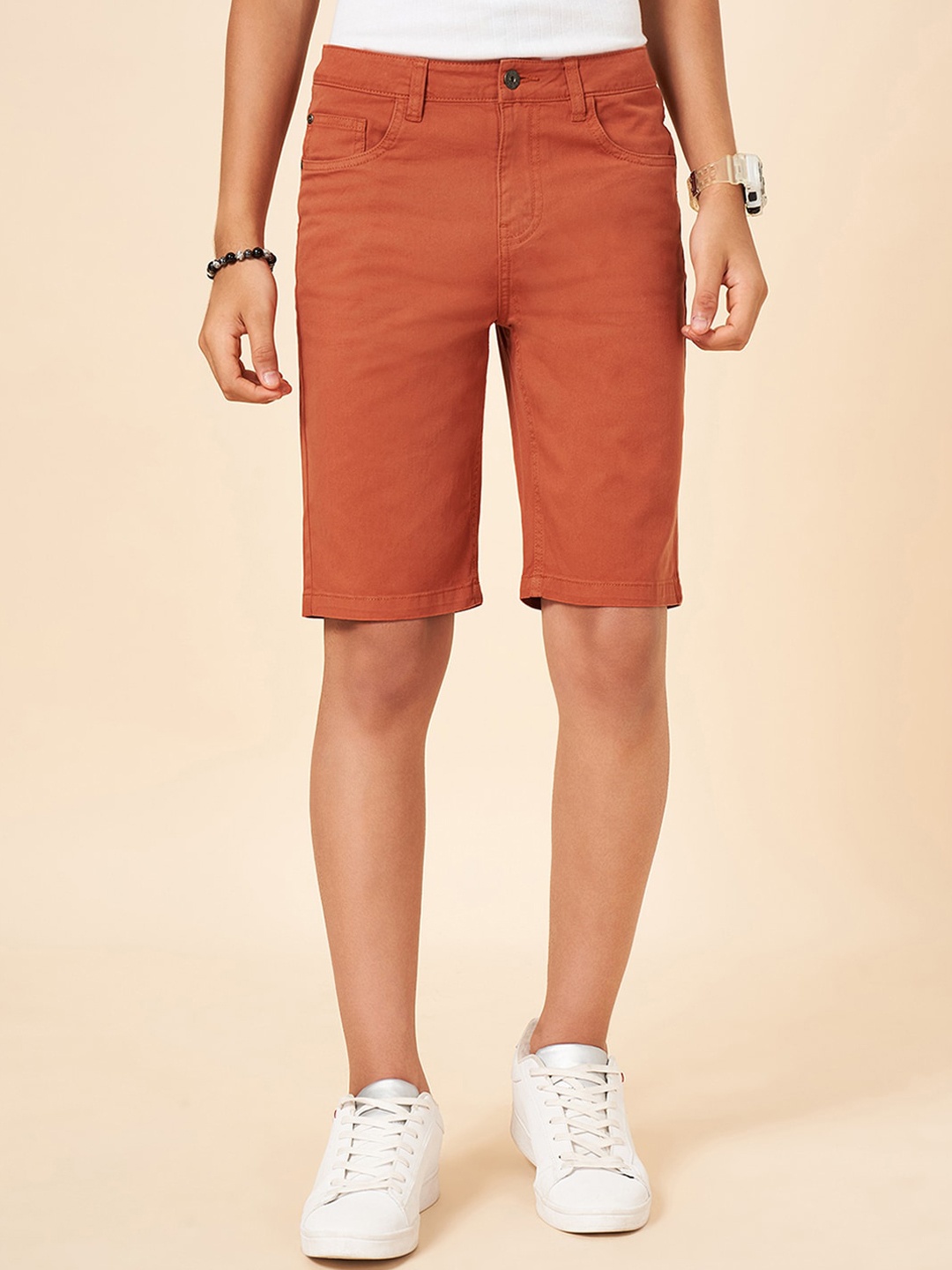 

Coolsters by Pantaloons Boys Mid-Rise Cotton Shorts, Orange