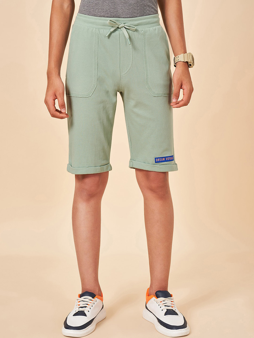 

Coolsters by Pantaloons Boys Self Design Mid-Rise Cotton Shorts, Green