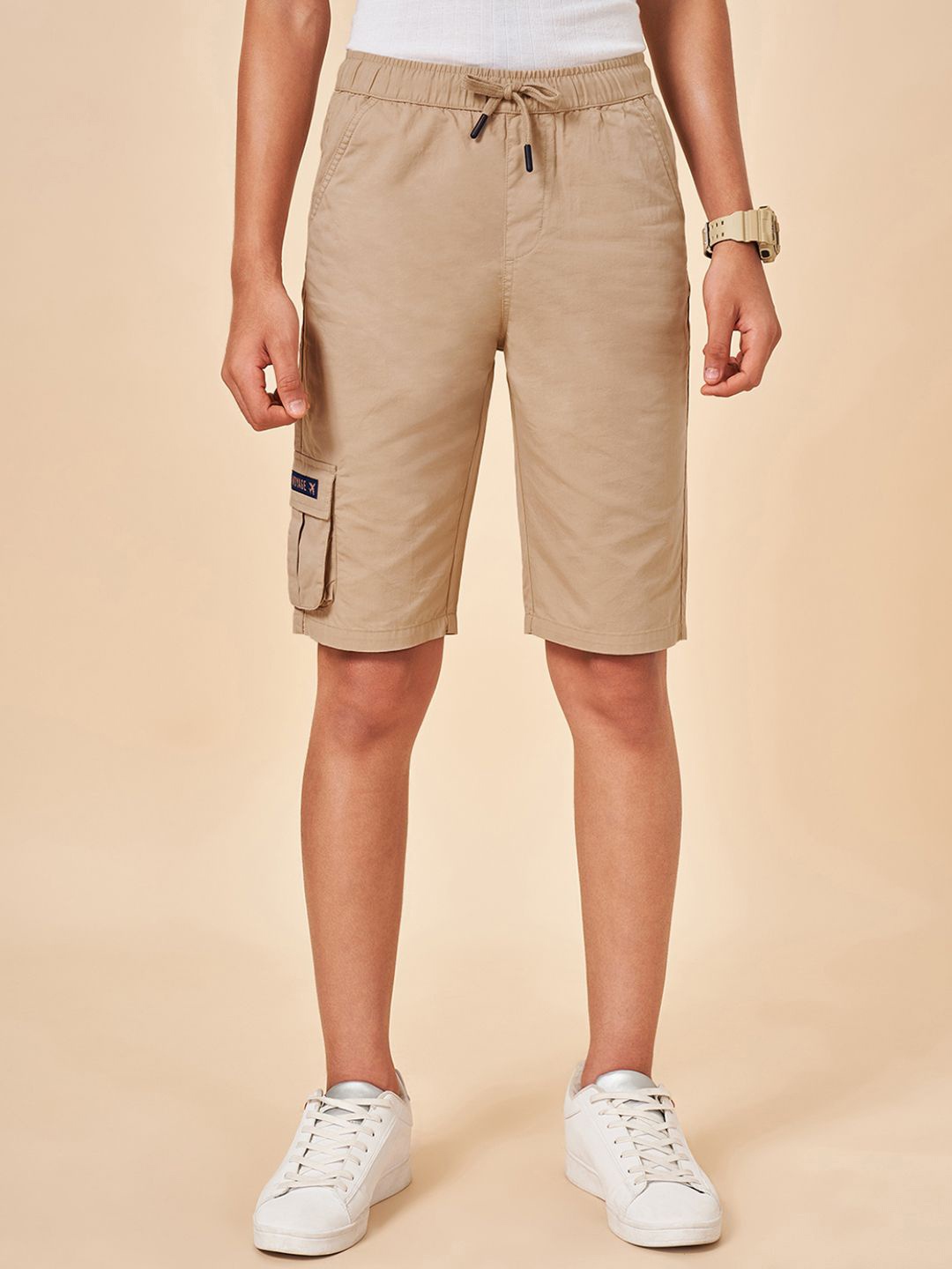 

Coolsters by Pantaloons Boys Mid-Rise Cotton Cargo Shorts, Khaki