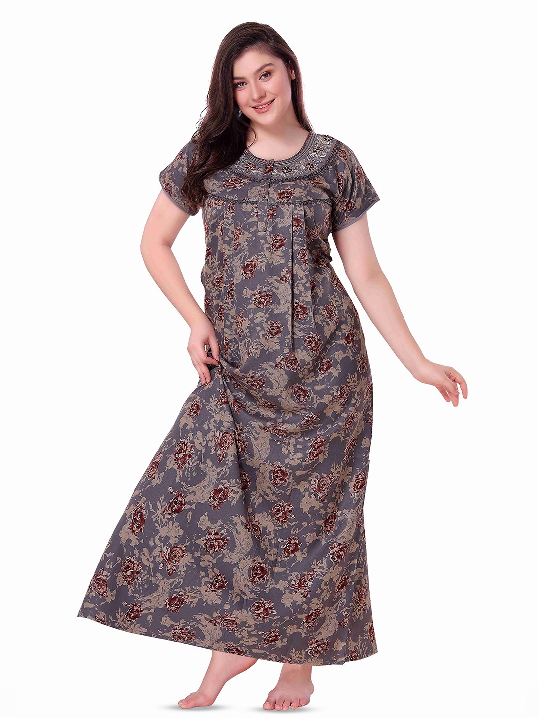 

Soulemo Floral Printed Maxi Nightdress, Grey