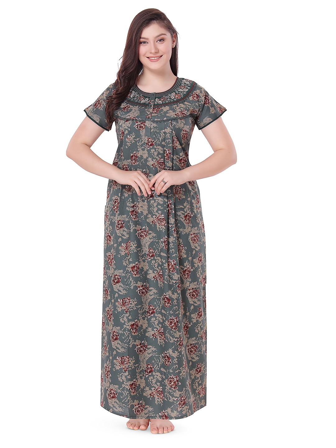 

Soulemo Floral Printed Maxi Nightdress, Green