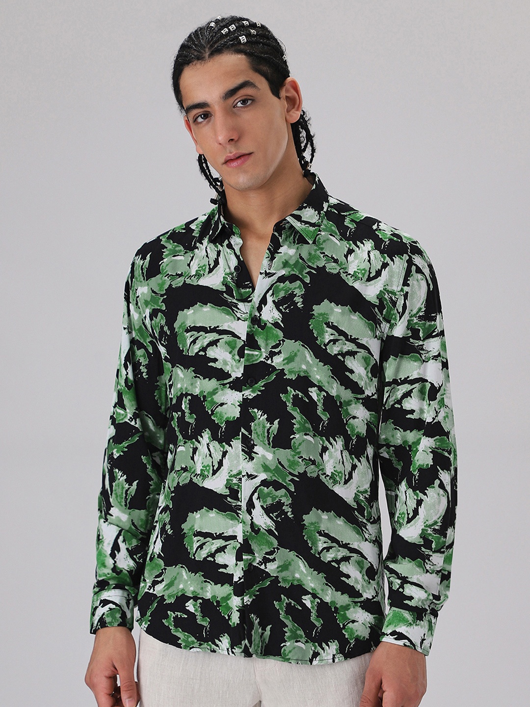 

Banana Club Classic Floral Printed Casual Shirt, Green